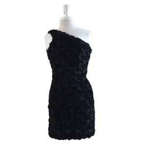 ABS Allen Schwartz Appliqué Sequin One Shoulder Dress Black Size 6